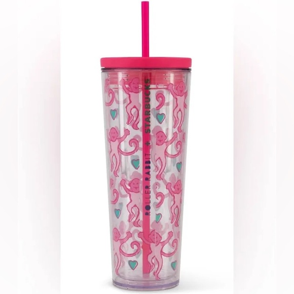 Roller Rabbit Other - Pink Roller Rabbit Starbucks Tumbler with Straw- Limited Release